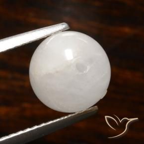 4.05 ct White Rutile Quartz Stone, Natural Rutile Quartz in Drilled Sphere Shape for Sale