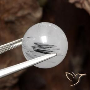 12.16 ct White Rutile Quartz Stone, Natural Rutile Quartz in Drilled Sphere Shape for Sale