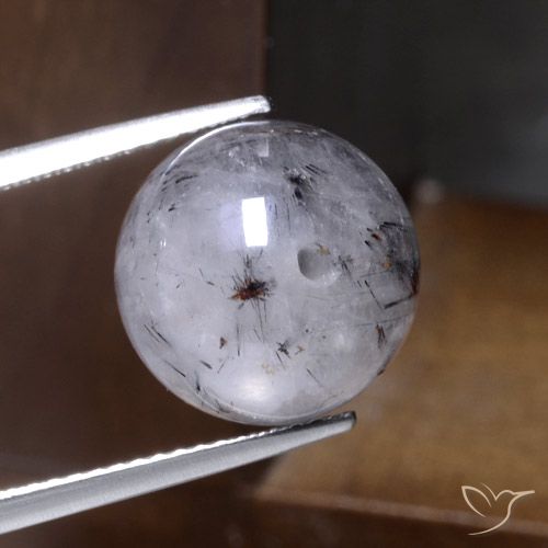 12.36ct Natural Clear with Black Rutile Quartz, Sphere / Ball, Translucent