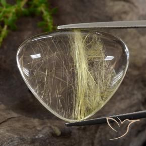 40.20 ct Yellow Rutile Quartz Stone, Natural Rutile Quartz in Trillion Cabochon Shape for Sale