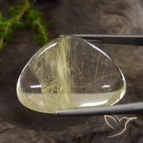 Rutile Quartz Gemstone in 27.9 x 23 mm Size for Sale, Rutile Quartz Stone in Very Light Dijon Yellow Color