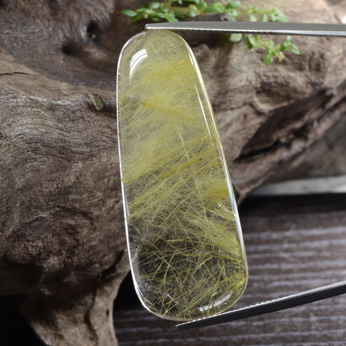 Banana Yellow Rutile Quartz Gem - 33.8ct Fancy Cabochon (ID: 471092)