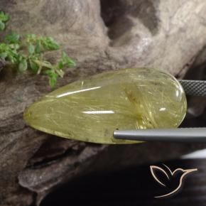 Rutile Quartz Gemstone in 32.4 x 18.3 mm Size for Sale, Rutile Quartz Stone in Tuscany Yellow Color