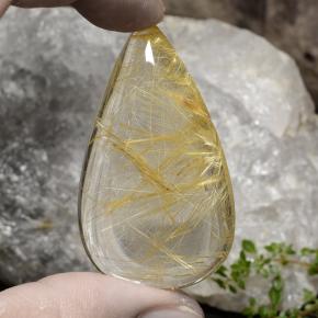 125.2ct Pear Cabochon Colorless Golden Rutile Quartz for sale thumb image of 125.2ct Pear Cabochon Colorless Golden Rutile Quartz (ID: 471366)