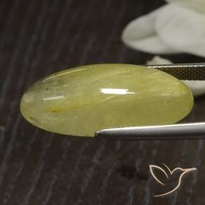 Rutile Quartz Gemstone in 26.6 x 12 mm Size for Sale, Rutile Quartz Stone in Medium Yellow Color