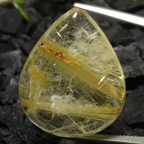 Bumblebee Yellow Rutilquarz Edelstein - 48.6ct Birnen Cabochon (ID: 472274)