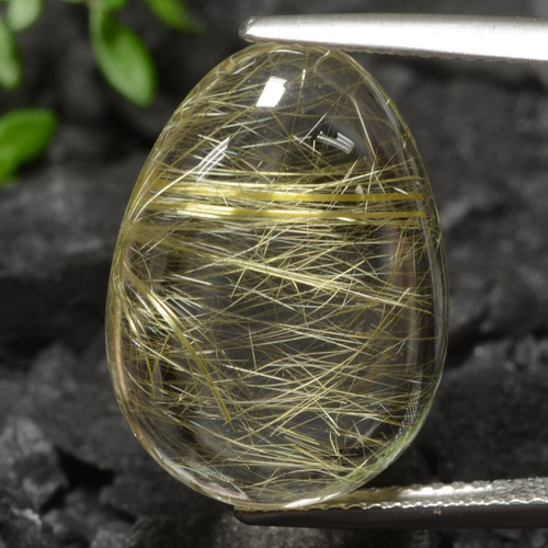 13ct Pear Cabochon Colorless Golden Rutile Quartz for sale thumb image of 13ct Pear Cabochon Colorless Golden Rutile Quartz (ID: 472279)