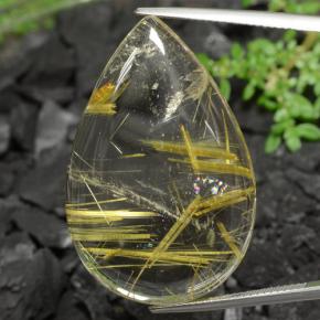 47.4ct Pear Cabochon Colorless Golden Rutile Quartz Gem for sale 47.4ct Pear Cabochon Colorless Golden Rutile Quartz Gem (ID: 472282)