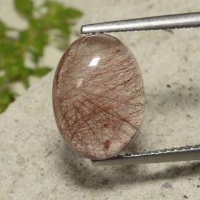 Clear with Copper Рутиловый Кварц Камень - 6.1ct Овал Кабошон (ID: 474404)