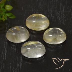 5.54 ctw Yellow Rutile Quartz Stones, Natural Rutile Quartz in Oval Cabochon Shape for Sale