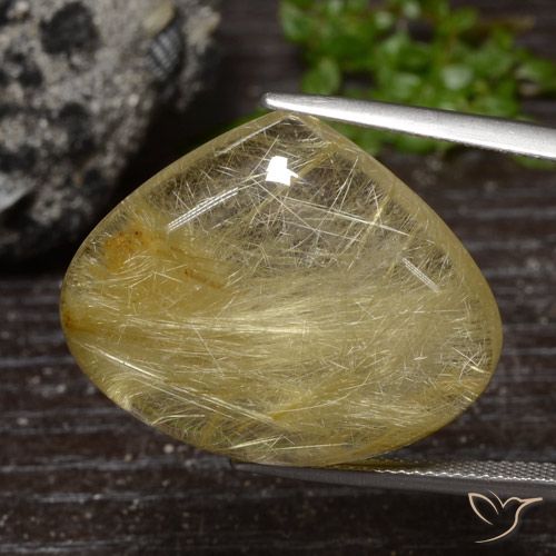 32.98ct Natural Medium Yellow Rutile Quartz, Pear Shape, Transparent