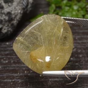Rutile Quartz Gemstone in 26.5 x 21.4 mm Size for Sale, Rutile Quartz Stone in Medium Yellow Color