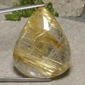 hellgelb Rutilquarz Edelstein - 43.5ct Birnen Cabochon (ID: 481068)