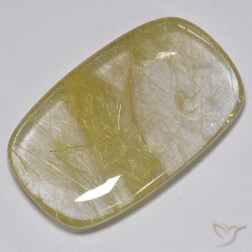 74.88 ct Yellow Rutile Quartz Stone, Natural Rutile Quartz in Cushion Cabochon Shape for Sale