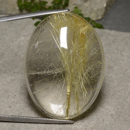 Earthy Yellow Рутиловый Кварц Камень - 56.5ct Овал Кабошон (ID: 481072)