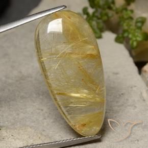 Rutile Quartz Gemstone in 34.1 x 15.2 mm Size for Sale, Rutile Quartz Stone in Tuscany Yellow Color