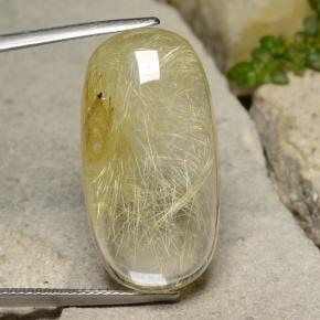 Amarillo dijón muy claro Cuarzo Rutilado Gema - 26.3ct Cabujón Óvalo (ID: 481220)