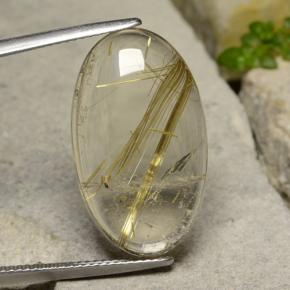 Light Yellow Rutile Quartz Gem - 20.3ct Oval Cabochon (ID: 481221)