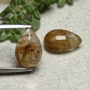 Very Light Brown Рутиловый Кварц Камень - 3.5ct Груша Кабошон (ID: 493633)