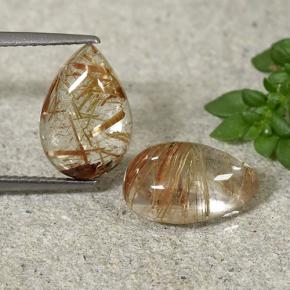 3.4ct Pear Cabochon Colorless with Red Rutile Quartz Gem for sale 3.4ct Pear Cabochon Colorless with Red Rutile Quartz Gem (ID: 493640)