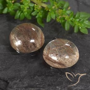 7.20 ctw Orange Rutile Quartz Stones, Natural Rutile Quartz in Round Cabochon Shape for Sale