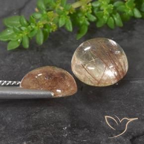 Rutile Quartz Gemstones in 10 mm (calibrated) Size for Sale, Rutile Quartz Stones in Deep Reddish Orange Color