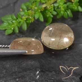 Rutile Quartz Gemstones in 10 mm (calibrated) Size for Sale, Rutile Quartz Stones in Very Light Tawny Brown Color