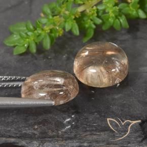 Rutile Quartz Gemstones in 10 mm (calibrated) Size for Sale, Rutile Quartz Stones in Very Light Tawny Brown Color