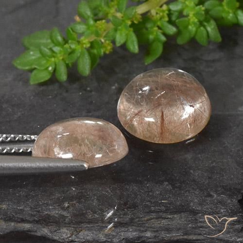 Rutile Quartz Gemstones in 10 mm (calibrated) Size for Sale, Rutile Quartz Stones in Deep Reddish Orange Color