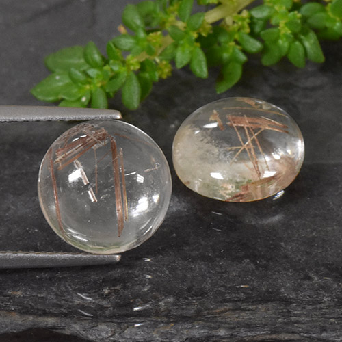 Warm Brown Rutile Quartz Gem - 3.3ct Round Cabochon (ID: 493654)