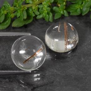 Clear with Copper Рутиловый Кварц Камень - 4.4ct Круглый Кабошон (ID: 493659)