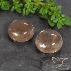 7.48 ctw Orange Rutile Quartz Stones, Natural Rutile Quartz in Round Cabochon Shape for Sale