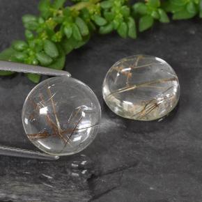3.4ct Round Cabochon Colorless with Golden Rutile Quartz Gem for sale 3.4ct Round Cabochon Colorless with Golden Rutile Quartz Gem (ID: 493666)