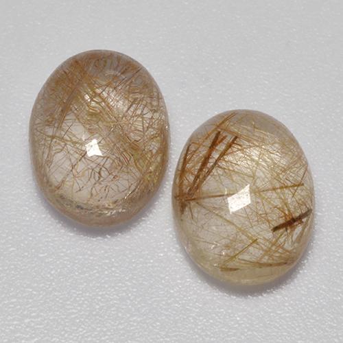 Very Light Brown Rutile Quartz Gem - 2.1ct Oval Cabochon (ID: 493989)