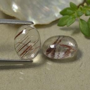 1.4ct Oval Cabochon Colorless with Red Rutile Quartz Gem for sale 1.4ct Oval Cabochon Colorless with Red Rutile Quartz Gem (ID: 493997)