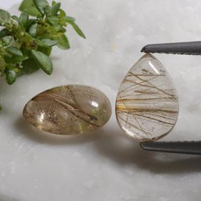 1.9ct Pear Cabochon Colorless with Golden Rutile Quartz Gem for sale 1.9ct Pear Cabochon Colorless with Golden Rutile Quartz Gem (ID: 494326)