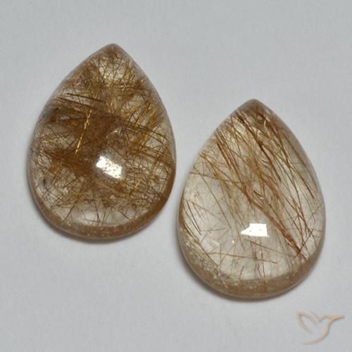 Rutile Quartz Gemstones in 10 x 7 mm (calibrated) Size for Sale, Rutile Quartz Stones in Warm Brown Color
