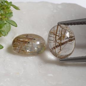 Light Brown Rutile Quartz Gem - 1.8ct Oval Cabochon (ID: 494328)