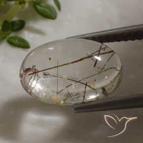 Rutile Quartz Gemstone in 12 x 8 mm (calibrated) Size for Sale, Rutile Quartz Stone in Clear with Copper Color