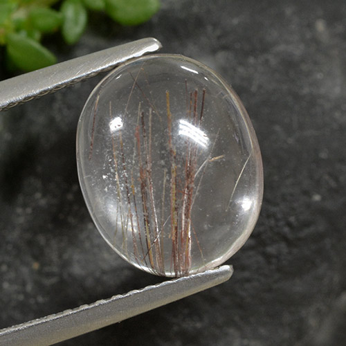 Clear with Copper Рутиловый Кварц Камень - 3.9ct Овал Кабошон (ID: 494337)