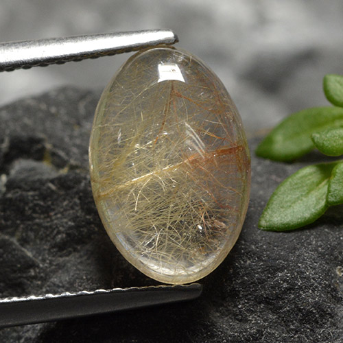 Warm Brown Рутиловый Кварц Камень - 3.2ct Овал Кабошон (ID: 494346)