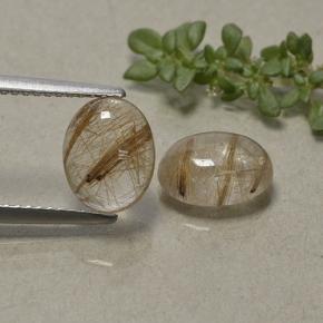 Light Brown Rutile Quartz Gem - 1.9ct Oval Cabochon (ID: 494452)
