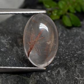 Clear with Copper Рутиловый Кварц Камень - 2.9ct Овал Кабошон (ID: 494455)