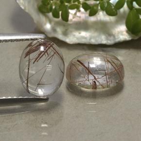Clear with Copper Rutilquarz Edelstein - 2ct Oval Cabochon (ID: 494467)
