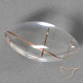 8.94 ct White Rutile Quartz Stone, Natural Rutile Quartz in Marquise Cabochon Shape for Sale
