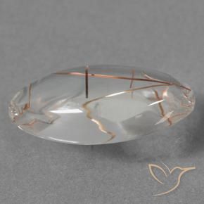 Rutile Quartz Gemstone in 20.1 x 10.1 mm Size for Sale, Rutile Quartz Stone in Clear with Copper Color