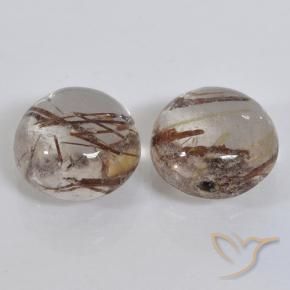 2.95 ctw Brown Rutile Quartz Stones, Natural Rutile Quartz in Round Cabochon Shape for Sale
