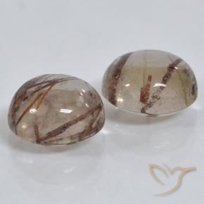 Rutile Quartz Gemstones in 7 mm (calibrated) Size for Sale, Rutile Quartz Stones in Clear with Brown Color