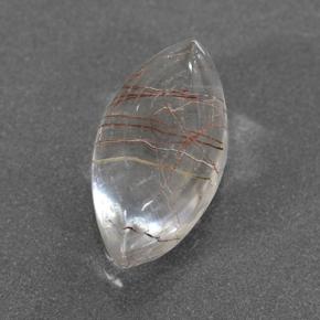 Clear with Copper Rutile Quartz Gem - 2.6ct Marquise Cabochon (ID: 500016)