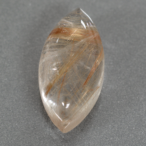 Very Light Tawny Brown Quarzo rutilato Gem - 3.7ct Cabochon taglio marquise (ID: 500022)